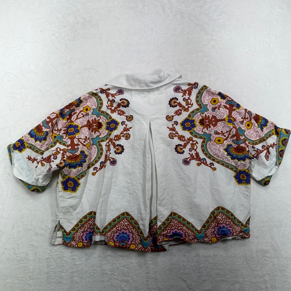 Cleobella Size M Jeni Blouse Top Lagos Print Button Down Cropped Boho Paisley - Picture 12 of 15